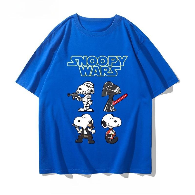 Snoopy Joint Peripheral T-shirt Pure Cotton Short-sleeved Summer Unisex and Women Darth Vader Force Lightsaber Half-sleeved Sports