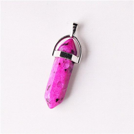 Hexagonal Agate Bullet Quartz Crystal Pendant Necklace