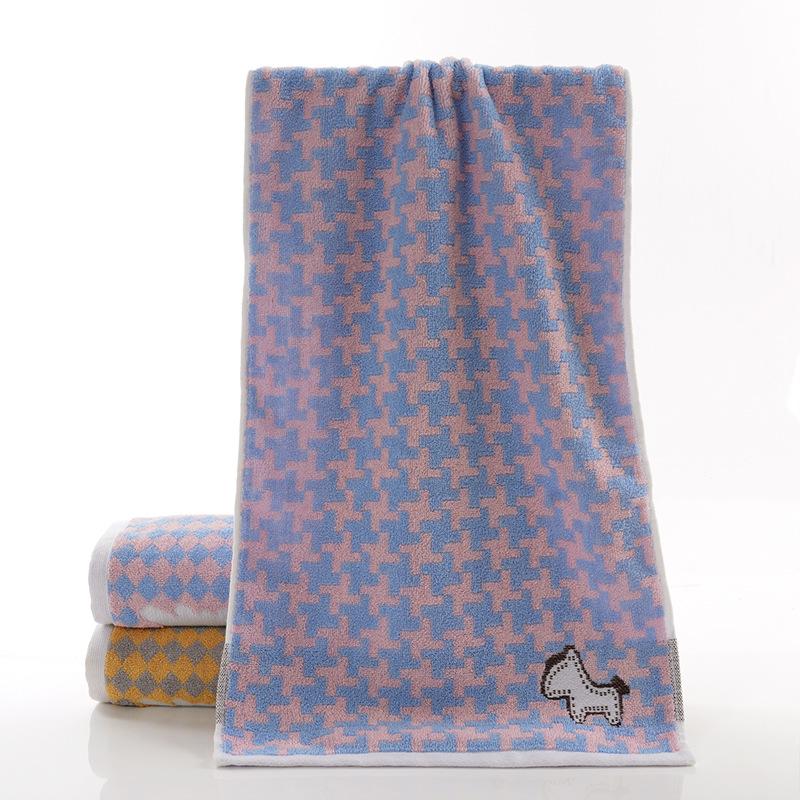 Полосатое хлопковое полотенце с монограммой, узор пони, мультяшное впитывающее цветное тканое полотенце для ванной комнаты