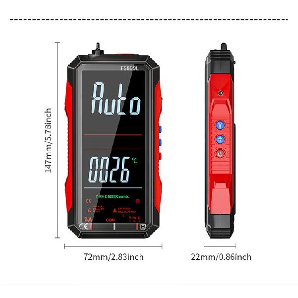 Digital Multimeter 4.8'' Full Color LCD 6000 Counts Auto-ranging Multimeter with Rechargeable Battery for Electronics Testing
