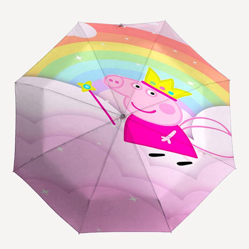 Peppa Pig Fairy Wand Automatic Opening Folding Umbrella - 8 Bone Iron Frame, Suitable for Fans, Travel, Daily Use, and Gift Giving0104394a