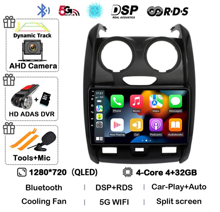 Android 14 Carplay Auto WIFI+4G для Renault Duster 2015 2016 2017 2018 2019 2020 Автомобильный радиоприемник GPS стерео мультимедийный плеер 2din DSP