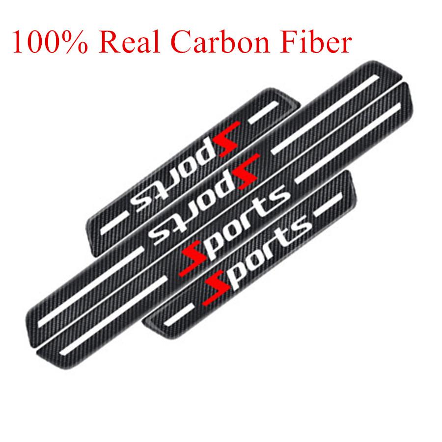 4x Универсальная накладка на порог двери автомобиля, защитная панель, накладка, отделка, карбоновое волокно