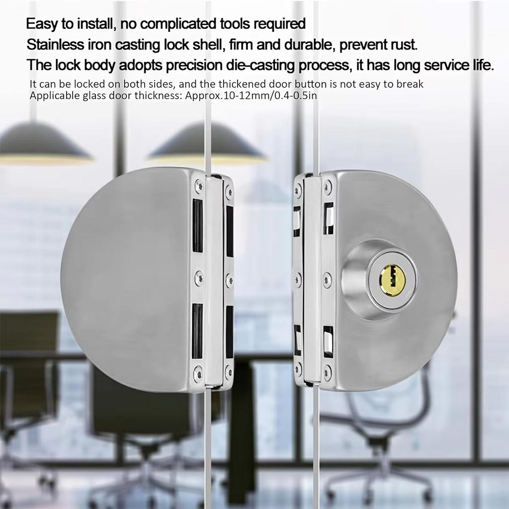 Подходит для 1/2 "стекла, 10 мм - 12 мм, нержавеющая сталь, двойной болт, поворотный раздвижной замок для контроля доступа, офисная стеклянная дверь