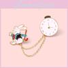 Adorable Rabbit Clock Design Badge Creative Cartoon Cute Rabbit Brooch Pin Wholesale
