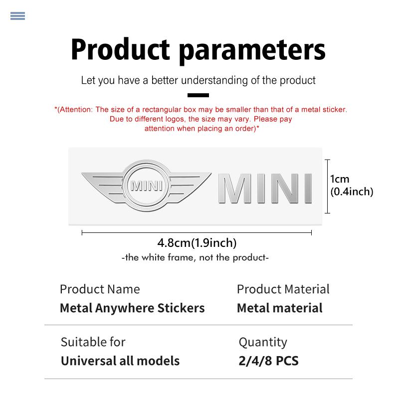 Creative Metal Car Emblems Stickers Waterproof Dirt-proof Decal For MINI Cooper One S JCW Countryman R56 R50 R53 R55 F56 F55 tnrjc00
