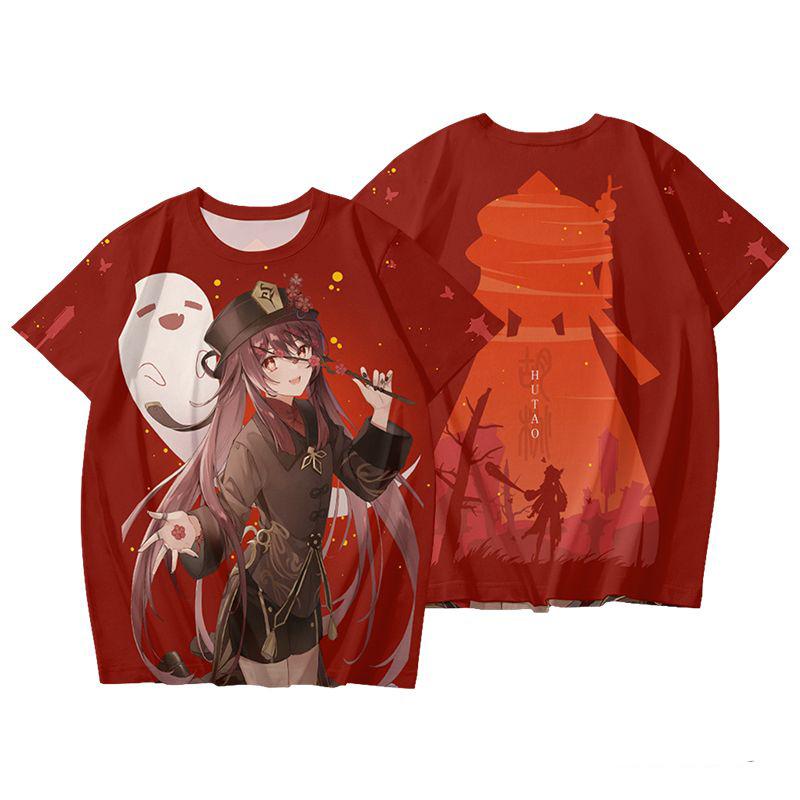2026 New Hu Tao T-shirt Game Genshin Impact Cosplay 3D Men's T Shirt Summer Fashion Cool Daily Short Sleeve Tee Harajuku Y2k Top