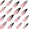 24Pcs Leopard Print Press On Nail Long False Nail French Tip Glossy Artificial Nail Full Cover Stick on Nail
