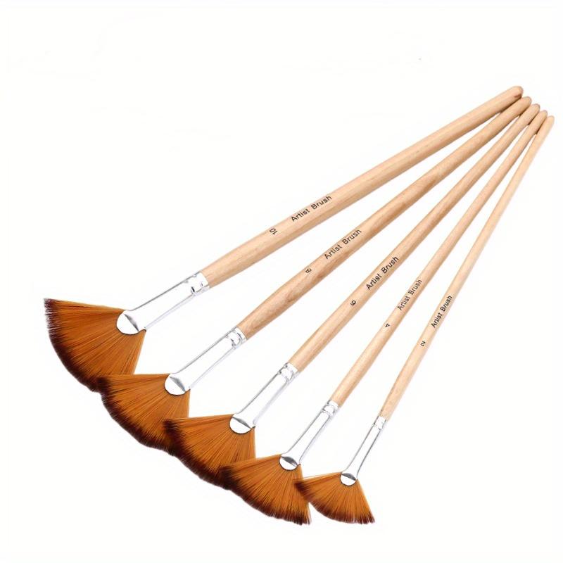 Набор художественных кистей 5 шт./набор, деревянная ручка, кисть из волоса «рыбий хвост», для ручной росписи, акварельные, масляные кисти, школьные принадлежности