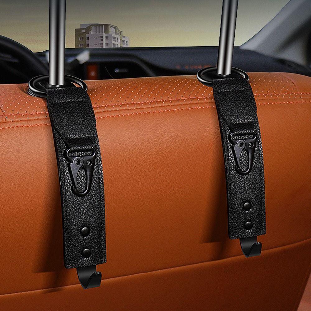 PU Leather Car Headrest Hook Adjustable Car Bag Hanger New Car Seat Hooks Car Interior Organizer