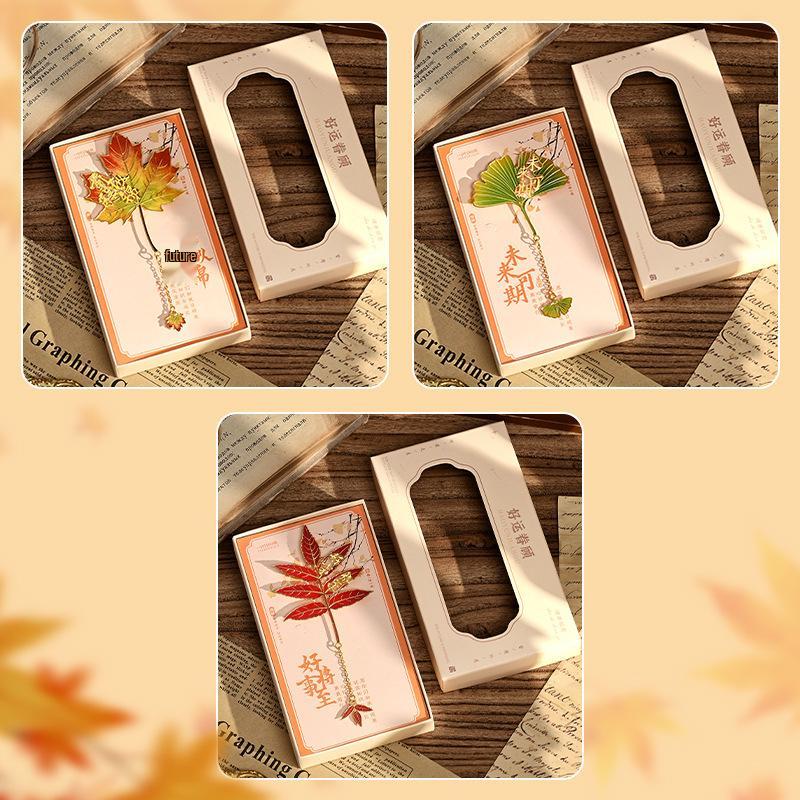 Изысканная металлическая закладка в стиле ретро с листом гинкго - Идеальный культурный подарок для студентов