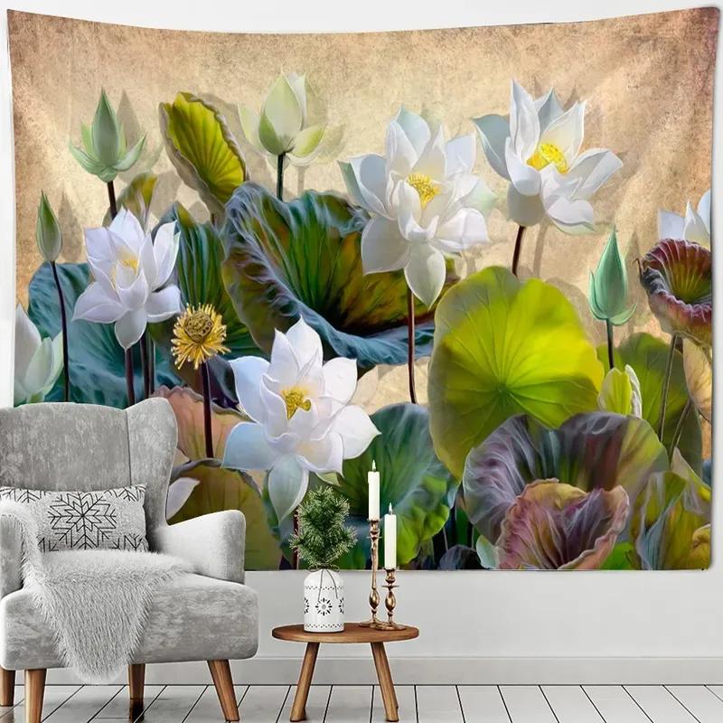 Главная Настенное украшение Гобелен Растительные листья Фон Подвесная ткань Офис Гостиная Гобелен