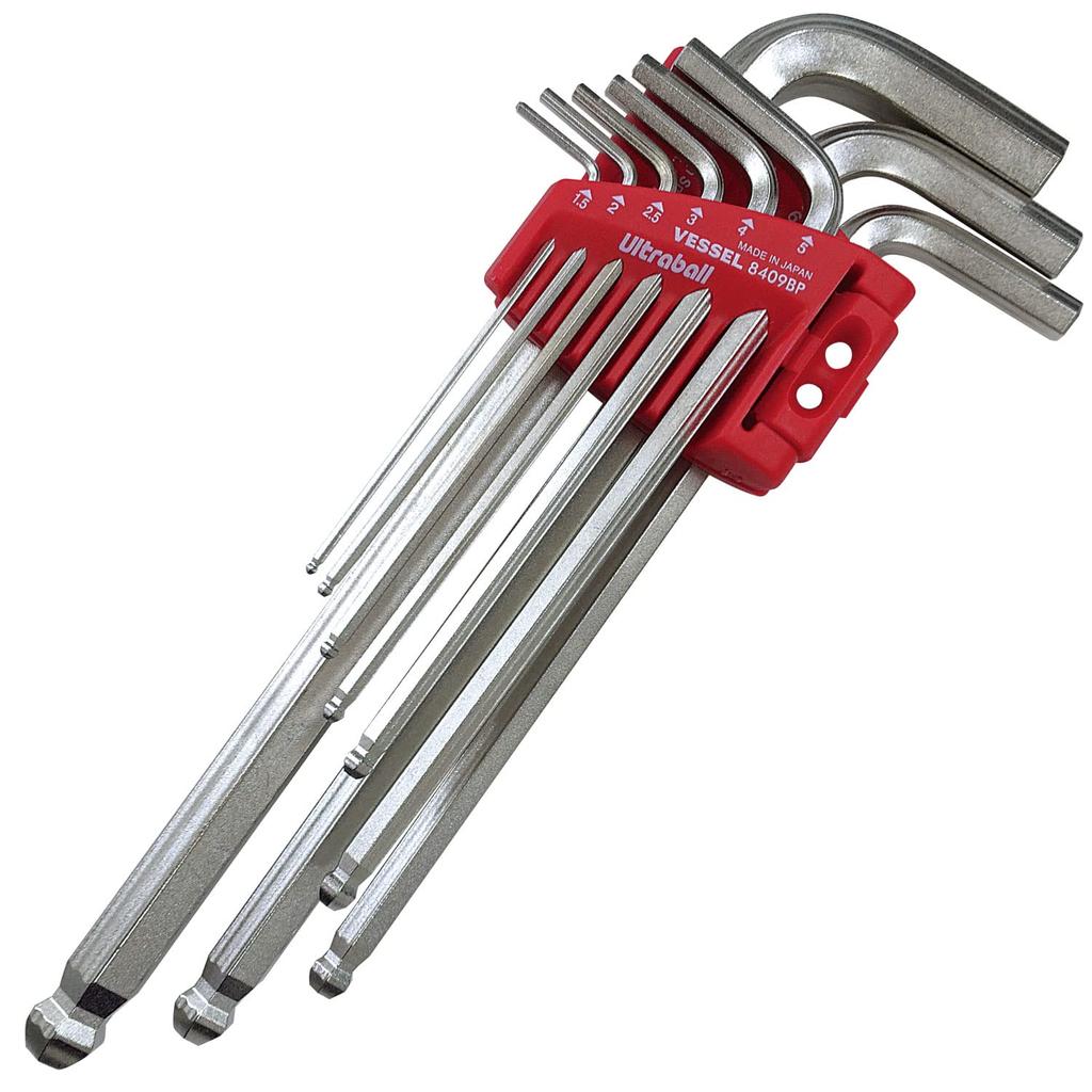 VESSEL Final Tightening Ball Point L Type Hex Wrench Set of 3 Points 3 Surface Contact Ultra Hex Shape 8409BP (Set 9)