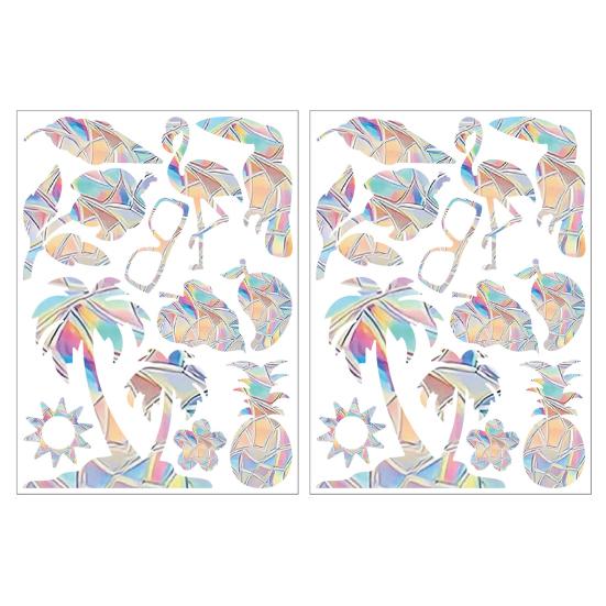 2 Sheets Rainbow Window Clings to Prevent Bird Strikes Decorative Prism Static Decals Butterfly Flower Heart Star Moon Shape Anti-Collision Stickers