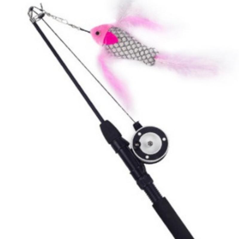 Игрушки для кошек в форме рыбы Телескопические перья для кошек Имитация палочки для удочки Забавная игрушка для игры с котенком Интерактивная игрушка для кошек