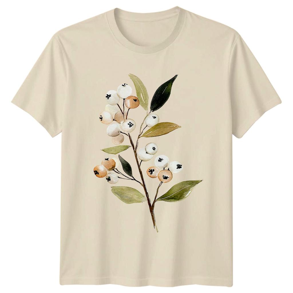 Watercolor Botanical Berries And Leaves T-Shirt Floral Nature Lover Birthday