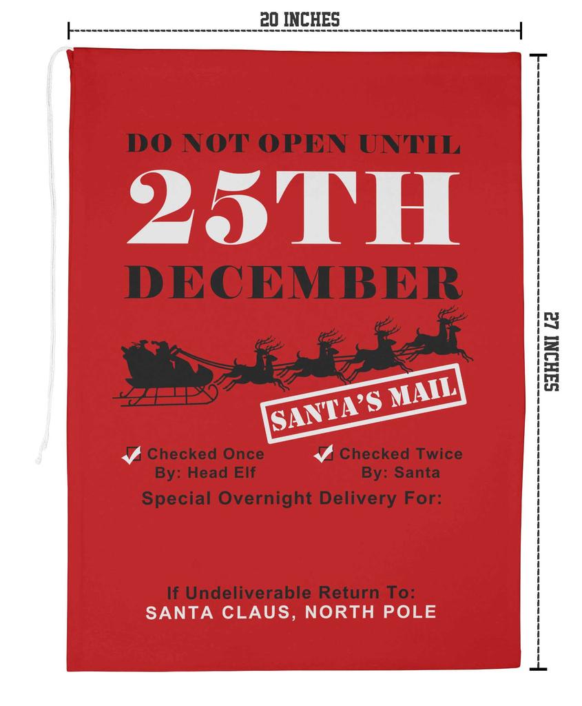 Printtoo Большая холщовая сумка на шнурке, рождественские мешки, подарочный мешок Санты, индивидуальный подарок на вечеринку, 2 шт., 27x20 дюймов