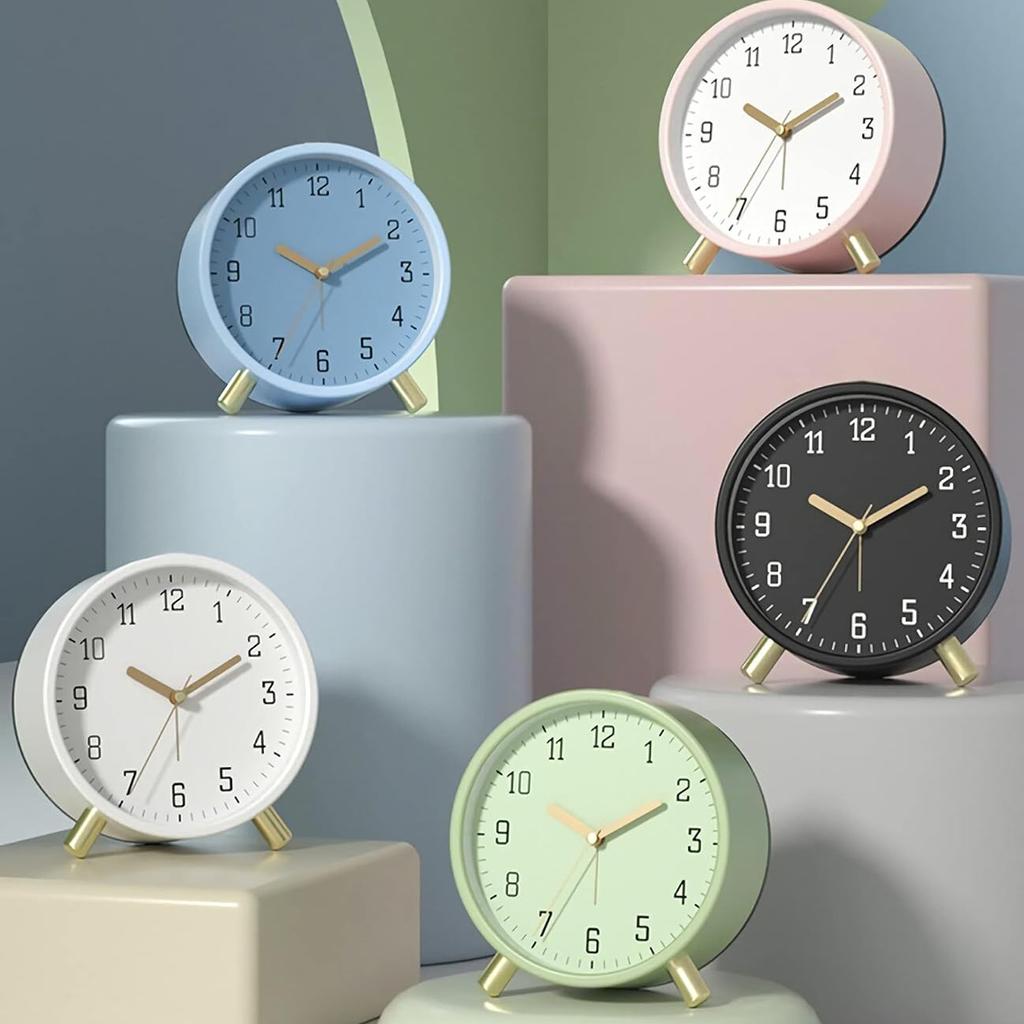 4,5-дюймовый аналоговый будильник без тиканья, бесшумные маленькие настольные часы с подсветкой для гостиной, спальни