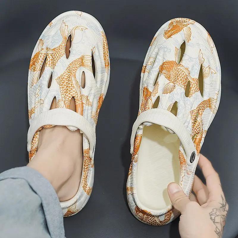 Мужская обувь для улицы, летние пляжные мужские тапочки, высококачественные модные шлепанцы, дешевая обувь, корейский стиль, тренд 2024 года, удобные из ПВХ