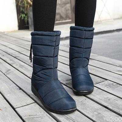 Модные зимние ботинки для женщин Теплые водонепроницаемые зимние ботинки до середины икры Простые удобные универсальные повседневные женские ботинки
