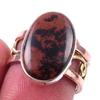 Natural Mahogany Obsidian Gemstone 925 Sterling Silver Two Tone Ring S.6.5 M9A97