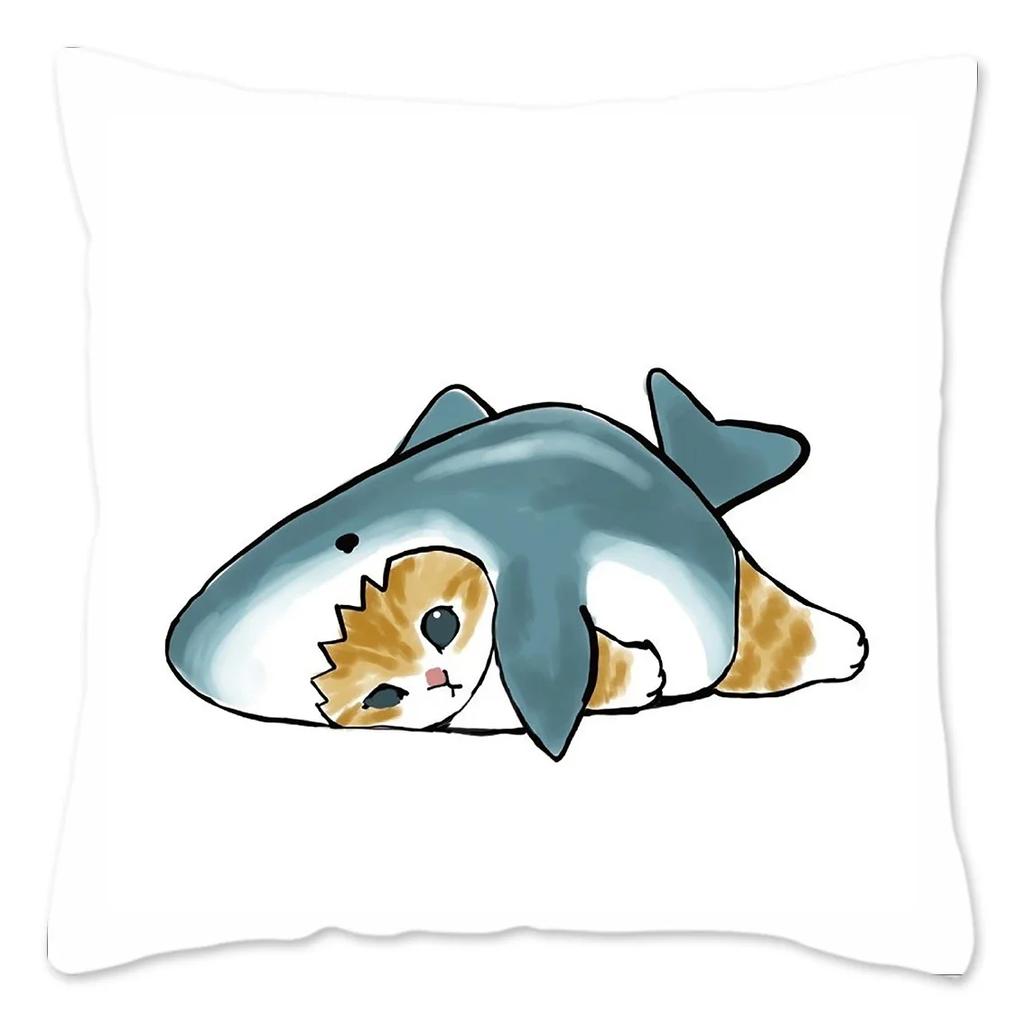 Забавная наволочка CatShark, украшение для дома, полиэстеровая наволочка для дивана, кавайная наволочка для подушки, fundas cojines X