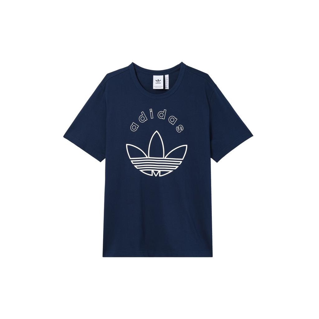 Adidas Originals Logo Print Повседневная спортивная футболка с коротким рукавом Мужские топы Indigo JD3257