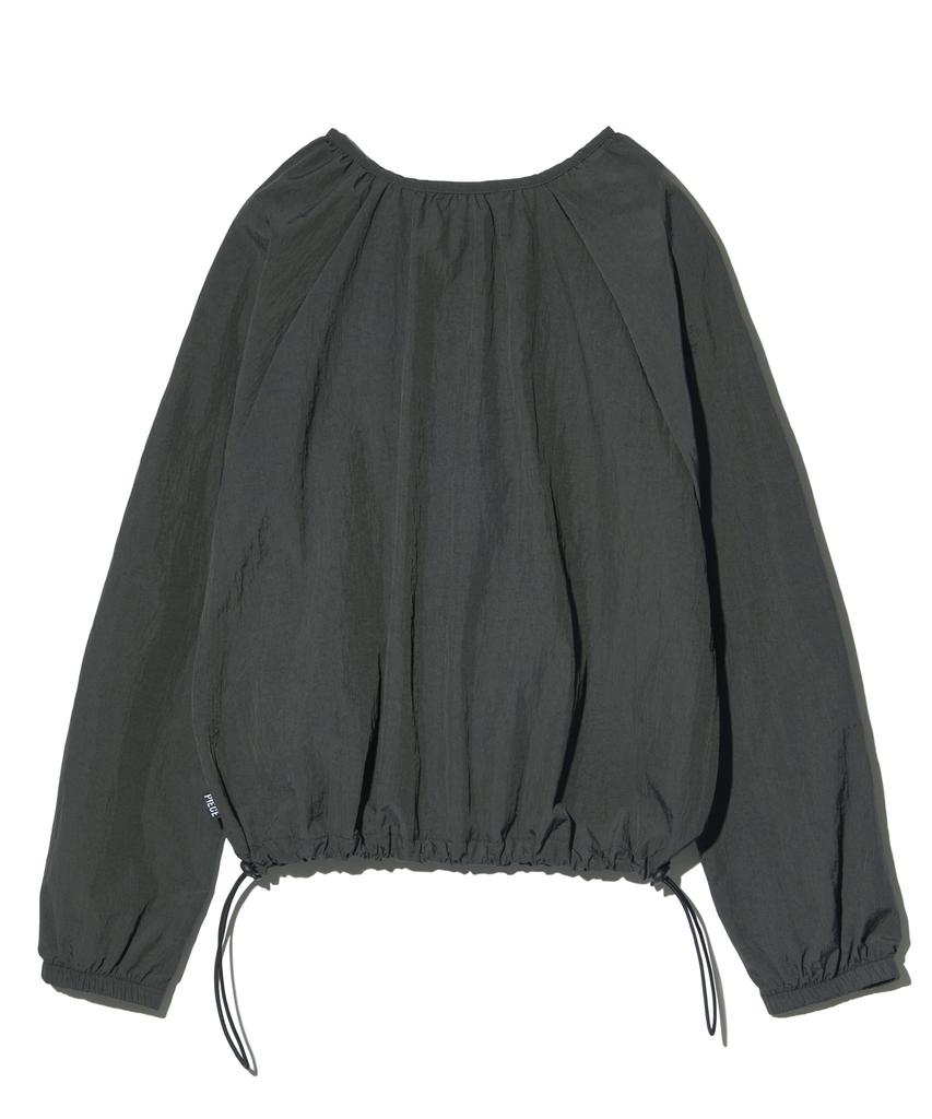 PEACE MAKER Nylon Shirring Warm Up Crew (Charcoal)