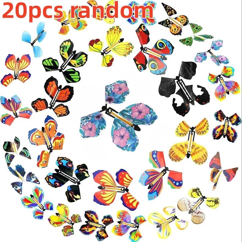 10PCS Random Color Magic Flying Butterfly - Wind Up Toy Bookmark Internet Celebrity Colorful Simulation Party Gift