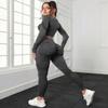 7-Color Washed Matte Yoga Set Women Long Sleeve Top High-Waisted Legging Fitness Activewear