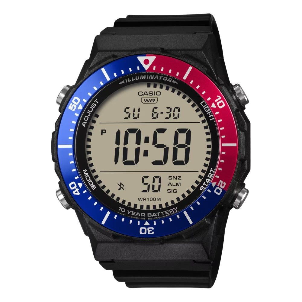 CASIO Digital Easy to Read Large 100m Water Sports Comes with Watch Great for Entrance Men's Watch, Screen, Resistant, Black, Style