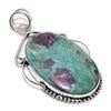 Ruby Fuchsite Lab-Created Handmade 925 Sterling Silver Pendant 2.56" G4N89
