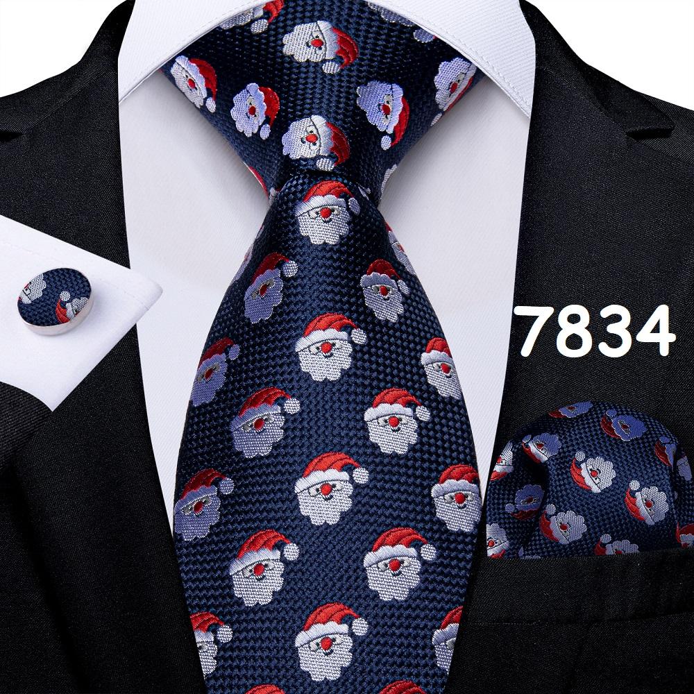 Dibangu Классический мужской рождественский галстук, шелковый тканый жаккардовый галстук, комплект с нагрудными квадратными запонками для рождественской вечеринки, выпускного вечера
