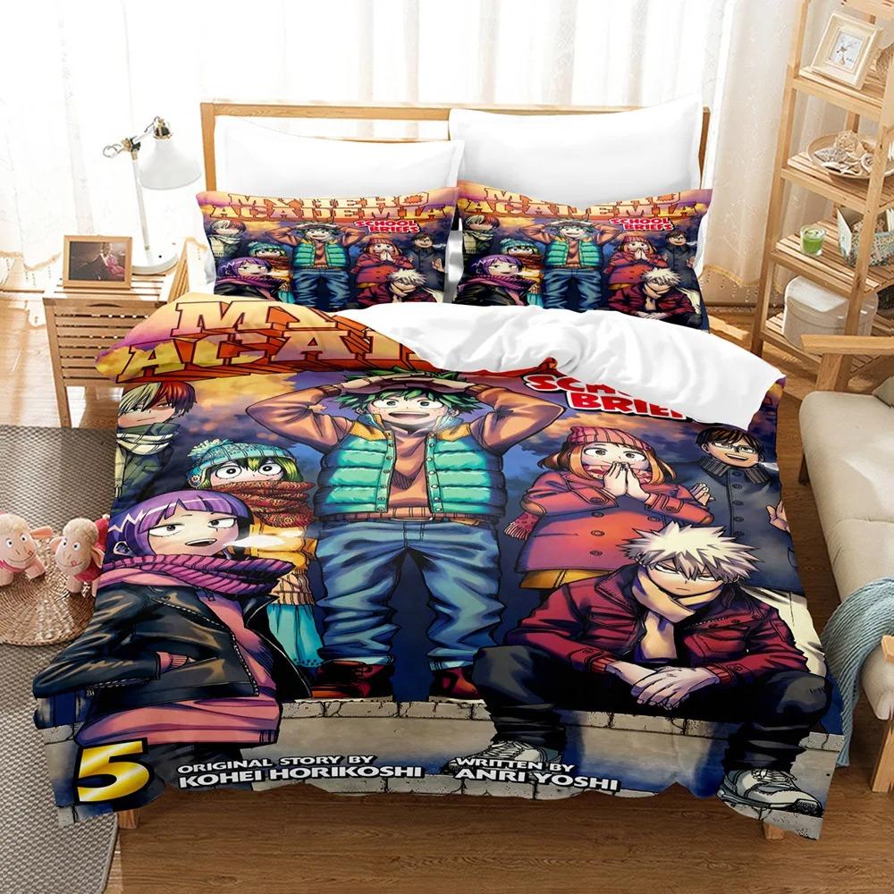 Комплект постельного белья My Hero Academia с рисунком японского аниме, удобный пододеяльник, односпальный, двуспальный, двуспальный, односпальный, полноразмерный пододеяльник, подростковое постельное белье
