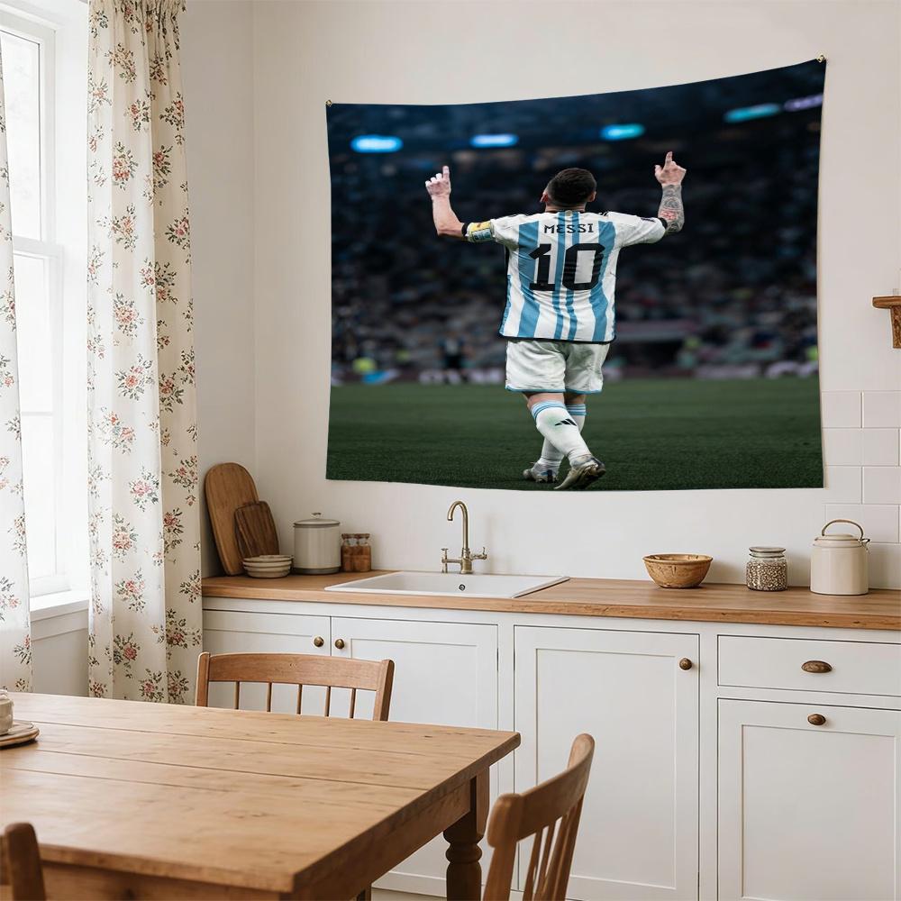 Messi Lionel Messi Soccer Celebration Polyester Wall Hanging Tapestry, Aesthetic Home Decor for Bedroom Dorm Photo Backdrop
