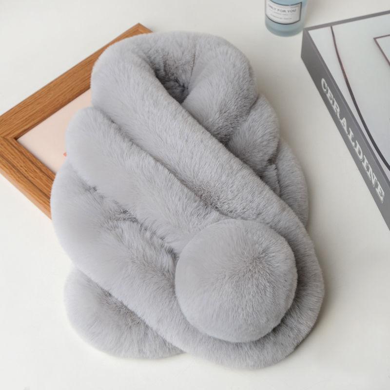 Rex Rabbit Fur Scarf Female Winter Korean Version of Wild Fur Rabbit Fur Collar Student Warm Cute Plush Scarf