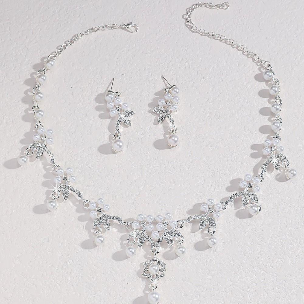 Shining Claw Chain Jewelry Set Exquisite Necklace Earrings Set Pearl Necklaces Earrings  Women
