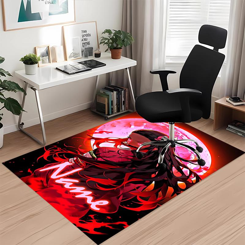 Custom Name Demon Slayer Printed Carpet, for Office Chair Living Room Bedroom Kitchen Room Decor Gifts.