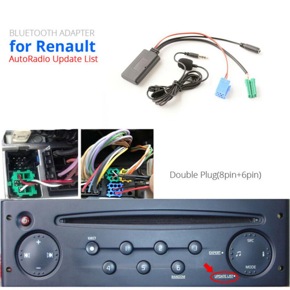 Car Bluetooth 5.0 Stereo Audio AUX Input Cable MINI Plug For Renault 2005-11