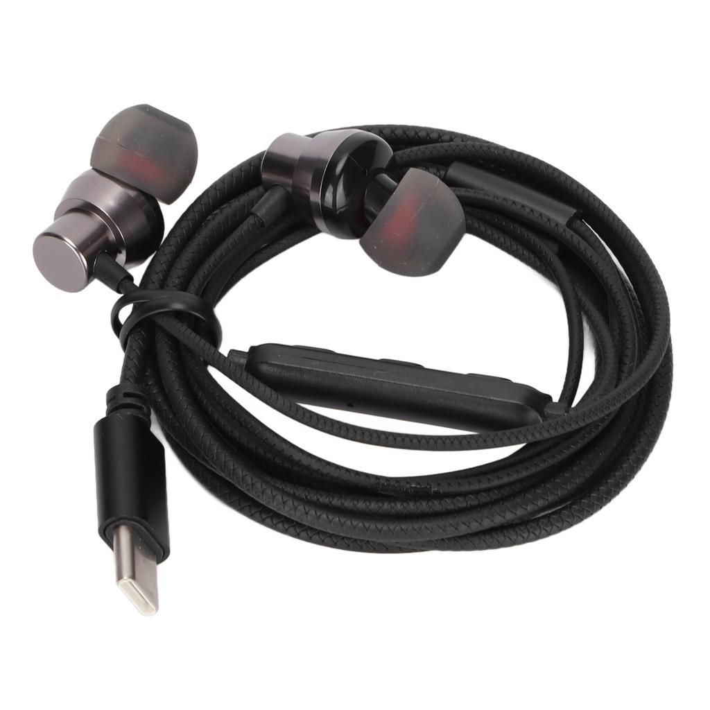 Wired Earphone Noise Isolation Volume Control Type C Headphone with Microphone for Smart Phone