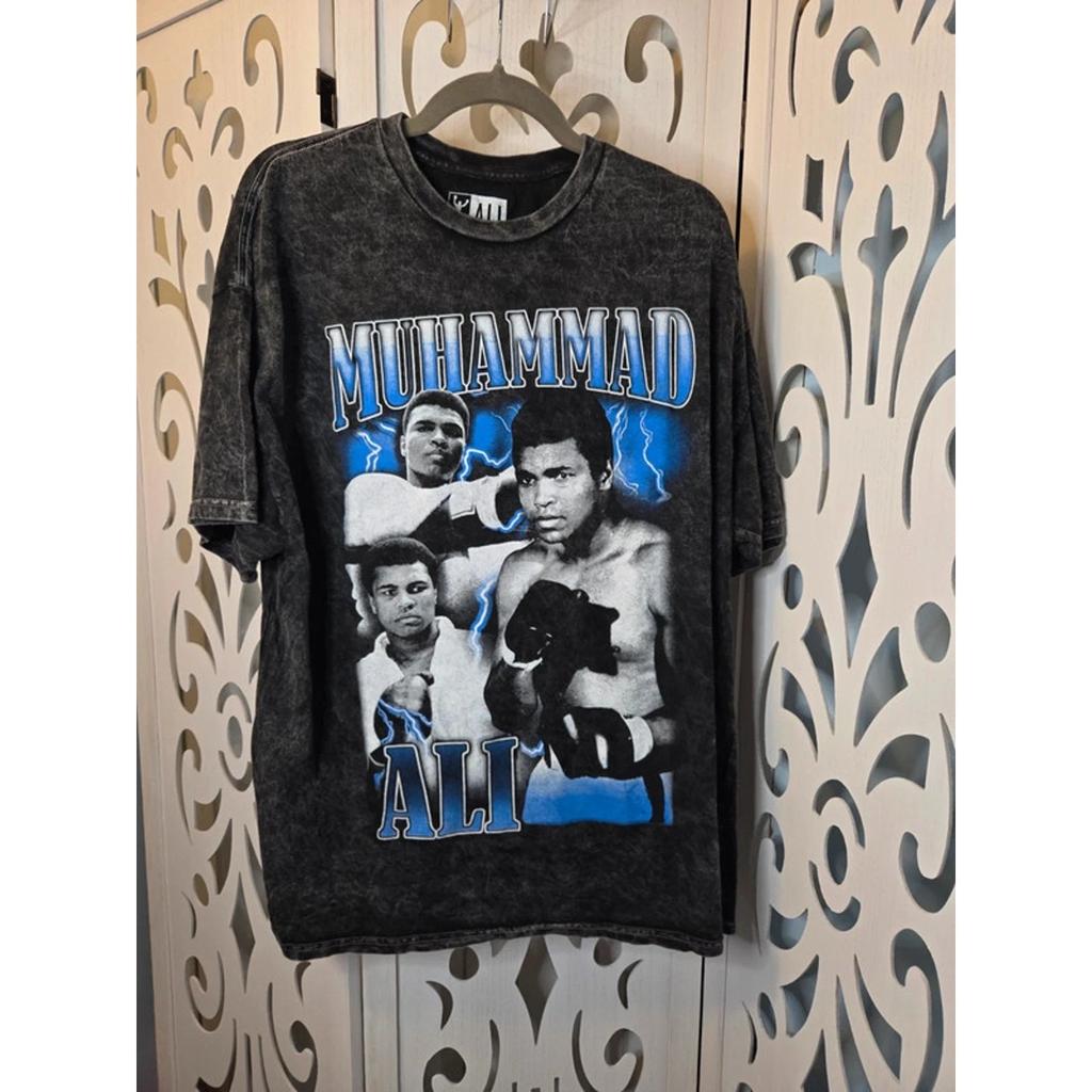 Графическая футболка Muhammad Ali XL Черная с кислотным washes Хлопок Боксерская рубашка Новая без бирок