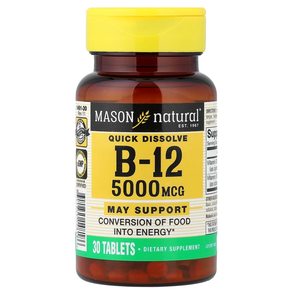 Mason Natural Rapid Dissolve Vitamin B-12 5000mcg, 30 Tablets