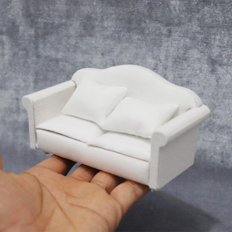 1/12 White/Green Dollhouse Miniature Sofa Set Living Room Furniture For Children Kids Gift Simulation Sofa Pretend Play Toy