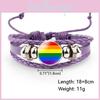 Unique Purple Leather Bracelet With Rainbow Flag Time Gemstone For Men And Women