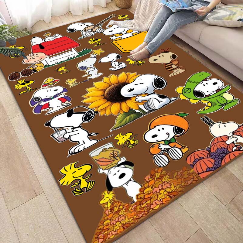 Non-slip area rug for living room with Snoopy cartoon design, soft rug for bedroom, children's playroom, sofa, home decor, doorm