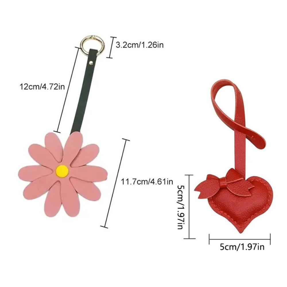 Fashion PU Leather Keyring Car Key Holder Daisy Bag Pendant Cute Bow Heart Keychain  Birthday Gift