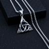 Irish Celtic Knot Pendant Necklace For Women Men Simple Triangle Hip Hop Rock Stainless Steel Chain Neck Jewelry Gifts