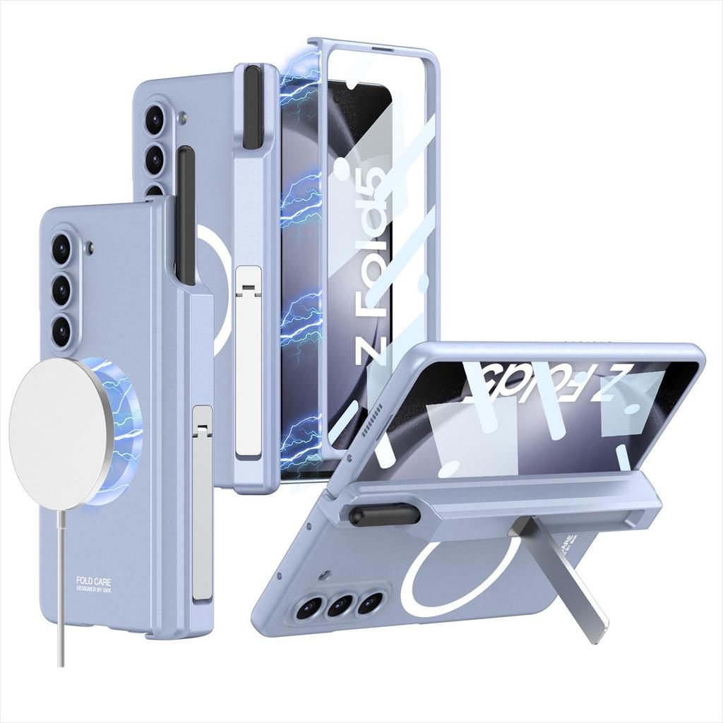 Магнитный чехол для беспроводной зарядки Samsung Z Fold 5 - Полное покрытие, Креативный дизайн, с подставкой