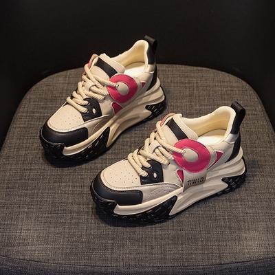 Поп-кроссовки черно-белые на толстой подошве повседневные модные маленькие белые кроссовки