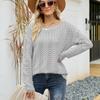 Autumn and Winter Women's Sweater Solid Color Hollow Out Pullover Lace Knit Sweater One Neck Strapless Sweater